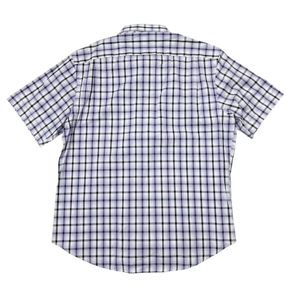Thomas‎ Dean Short Sleeve Button Up Shirt Men’s Size Medium Purple Plaid Career - Picture 3 of 10